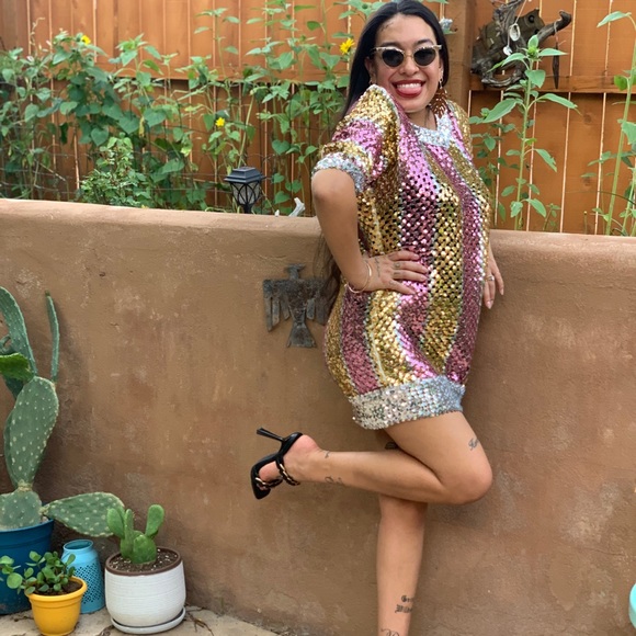 Lilli Diamond of California Vintage 1970s Sequin Disco Mini Dress - Picture 11 of 13